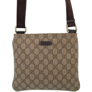 Gucci GG Plus Monogram Flat Messenger Crossbody Bag Brown